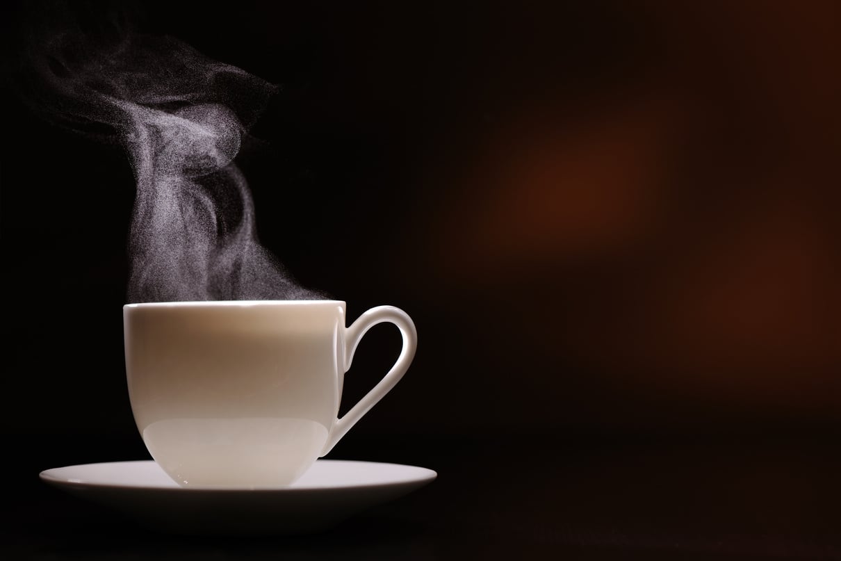 Hot coffee with steam