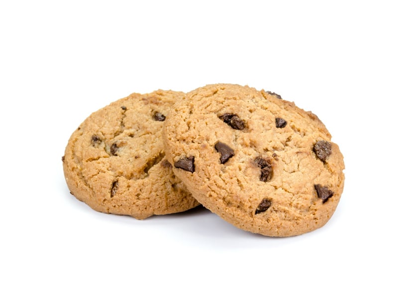 Chocolate chip cookies isolated on white background